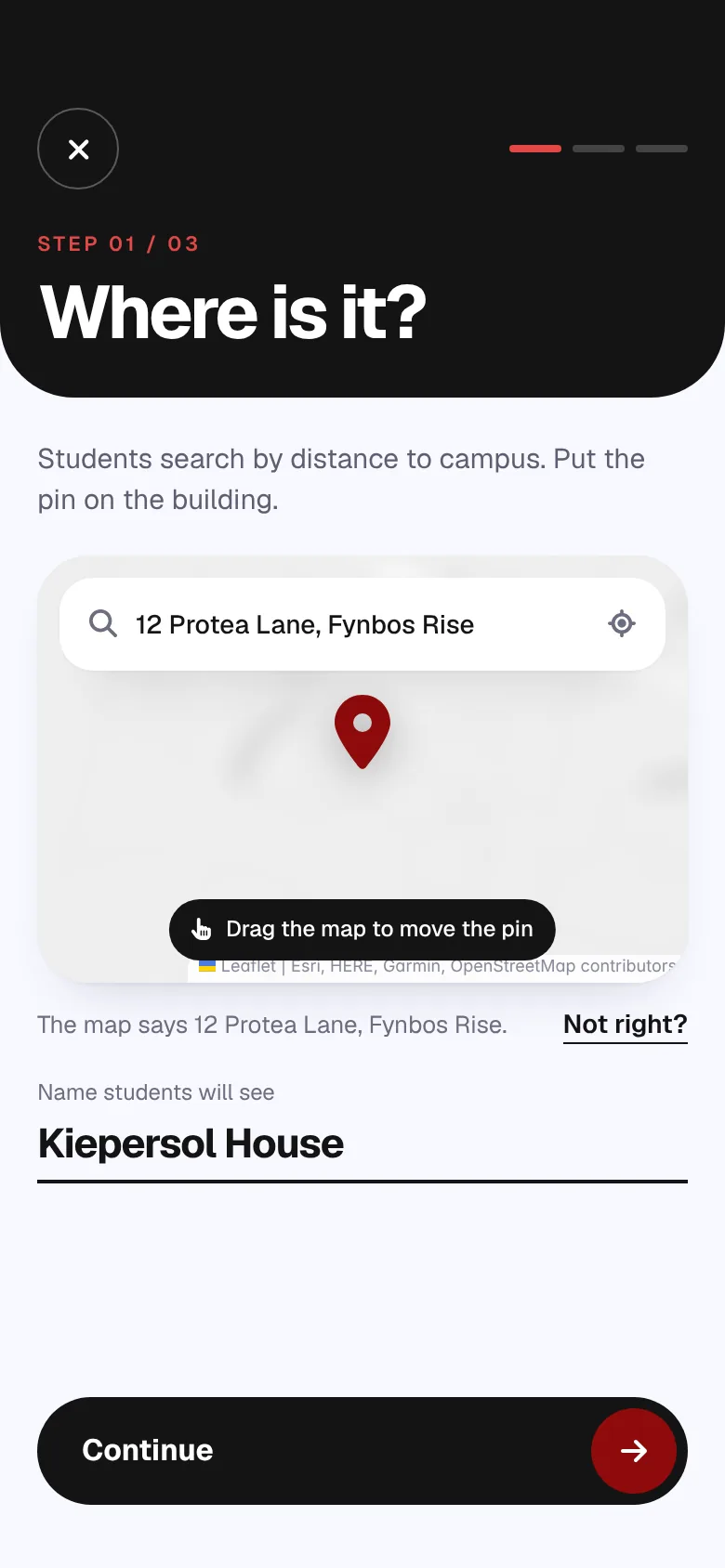 Listing on WhoseInn, step 01: Where is it?